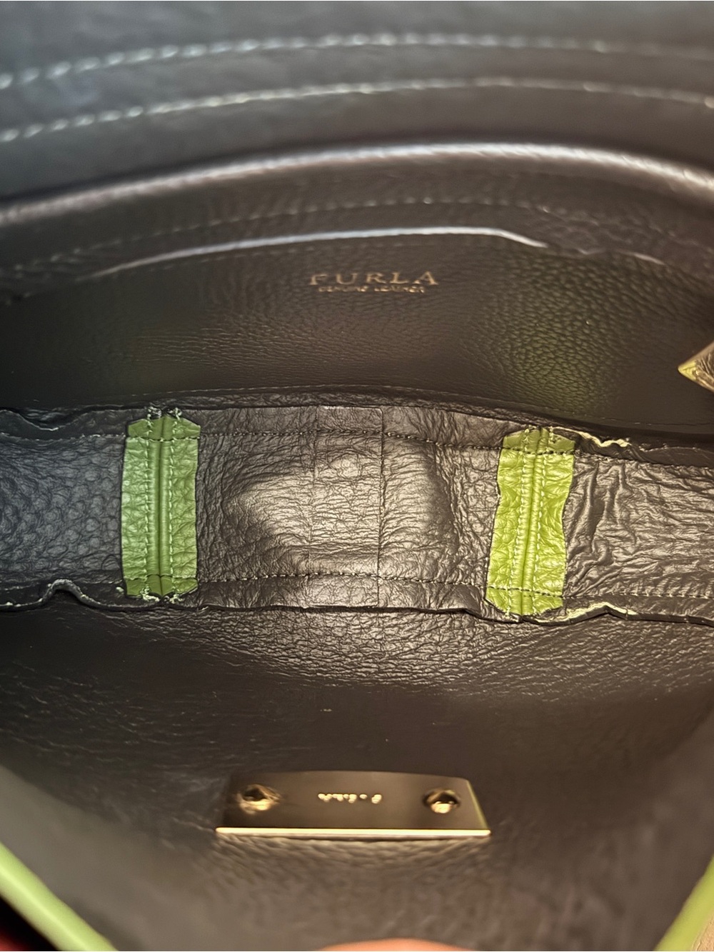 Furla Green Pebbled Leather Club Shoulder Bag with Gold Hardware - Picture 10 of 13